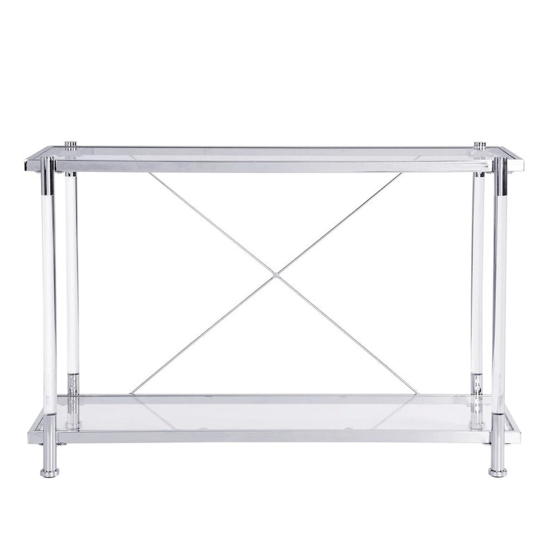 Table basse en verre chromé 43.31, table d'appoint en acrylique, console pour salon et chambre