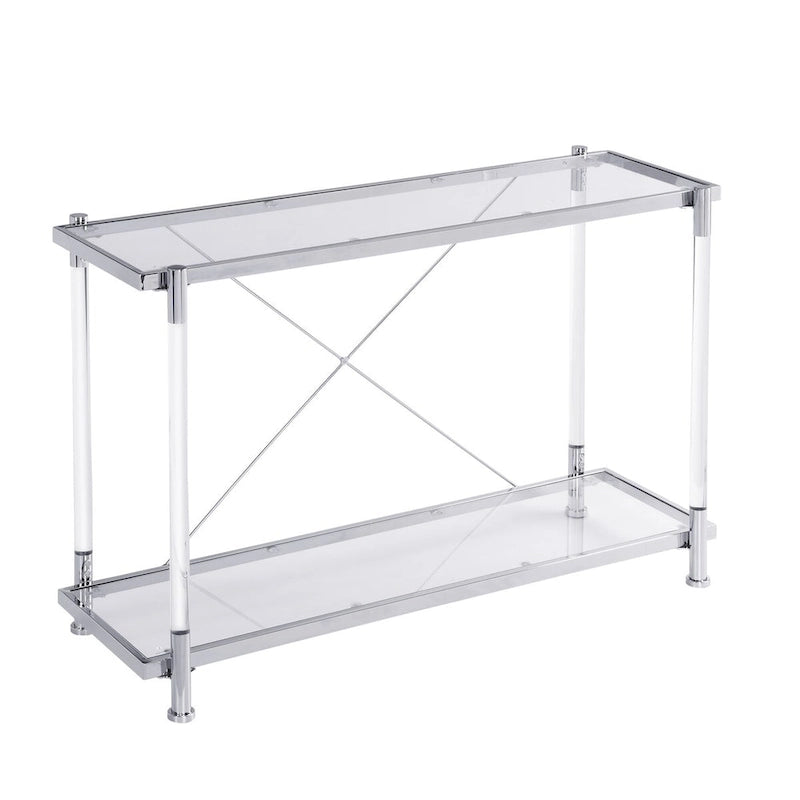 Table basse en verre chromé 43.31, table d'appoint en acrylique, console pour salon et chambre