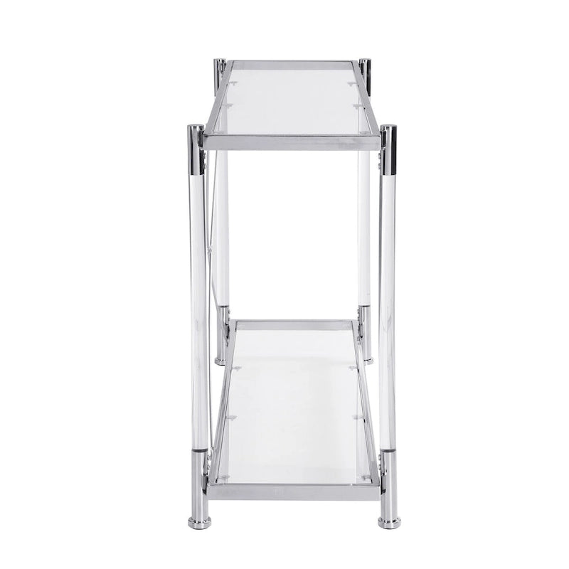 Table basse en verre chromé 43.31, table d'appoint en acrylique, console pour salon et chambre