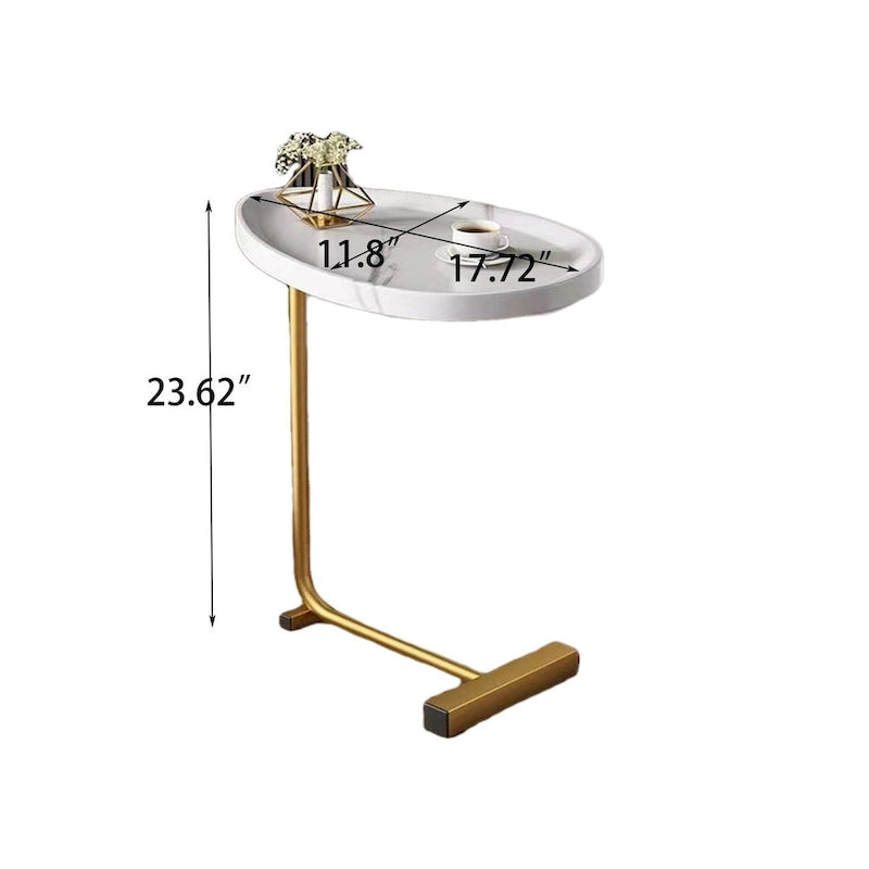 2 tables d'appoint en forme de C blanches, table de bout, table d'appoint pour canapé et lit