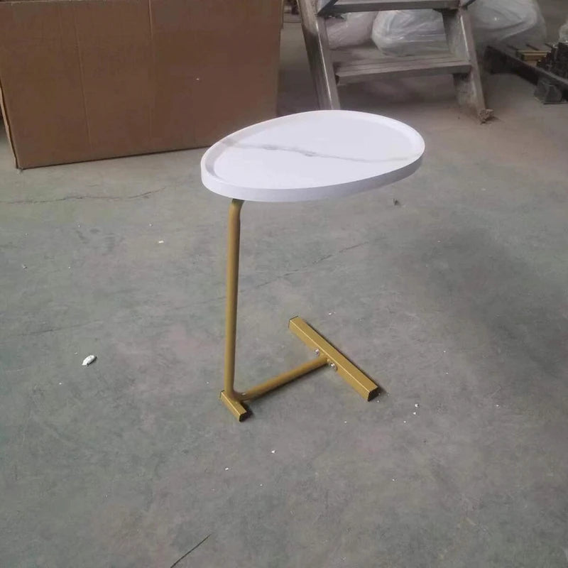 2 tables d'appoint en forme de C blanches, table de bout, table d'appoint pour canapé et lit