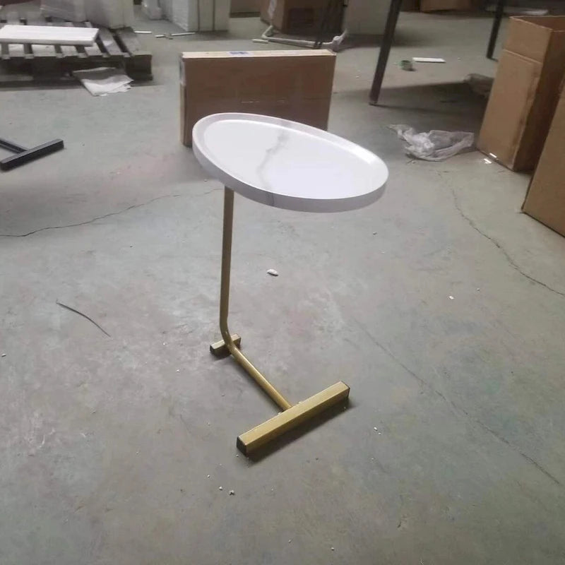 2 tables d'appoint en forme de C blanches, table de bout, table d'appoint pour canapé et lit