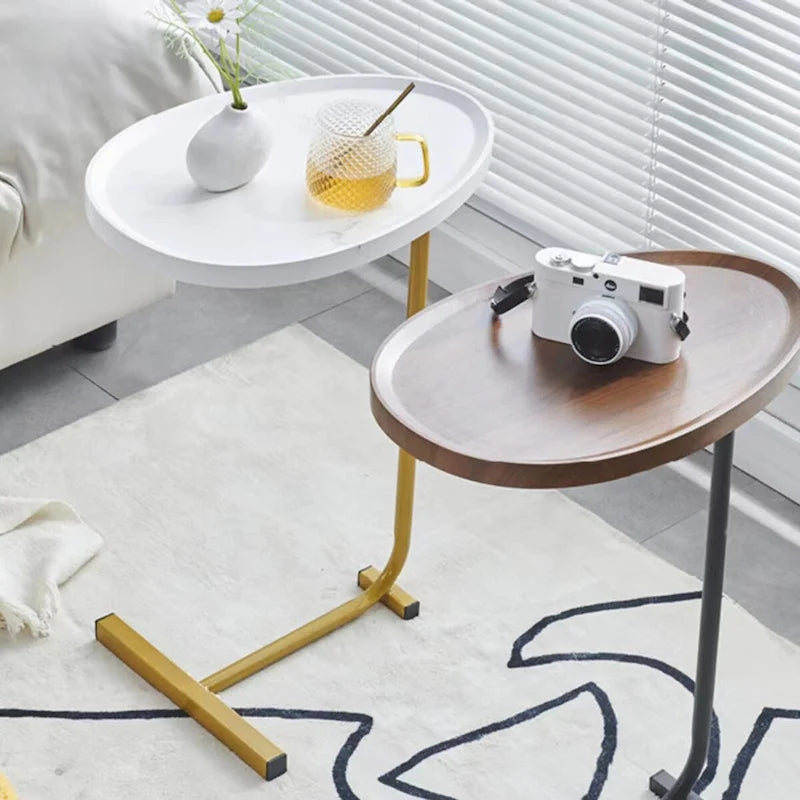 2 tables d'appoint en forme de C blanches, table de bout, table d'appoint pour canapé et lit