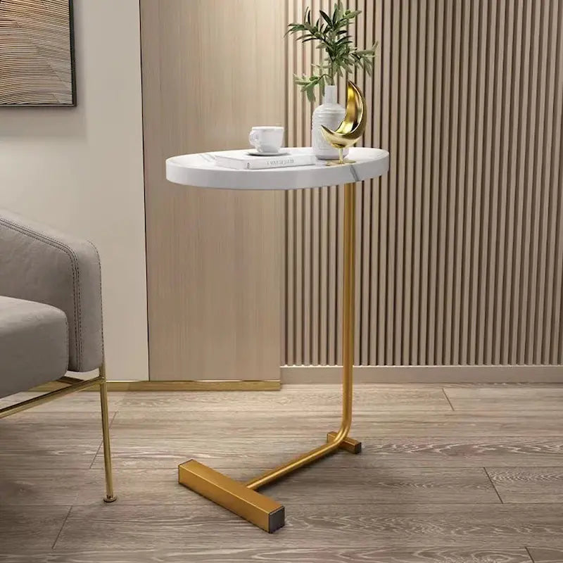2 tables d'appoint en forme de C blanches, table de bout, table d'appoint pour canapé et lit