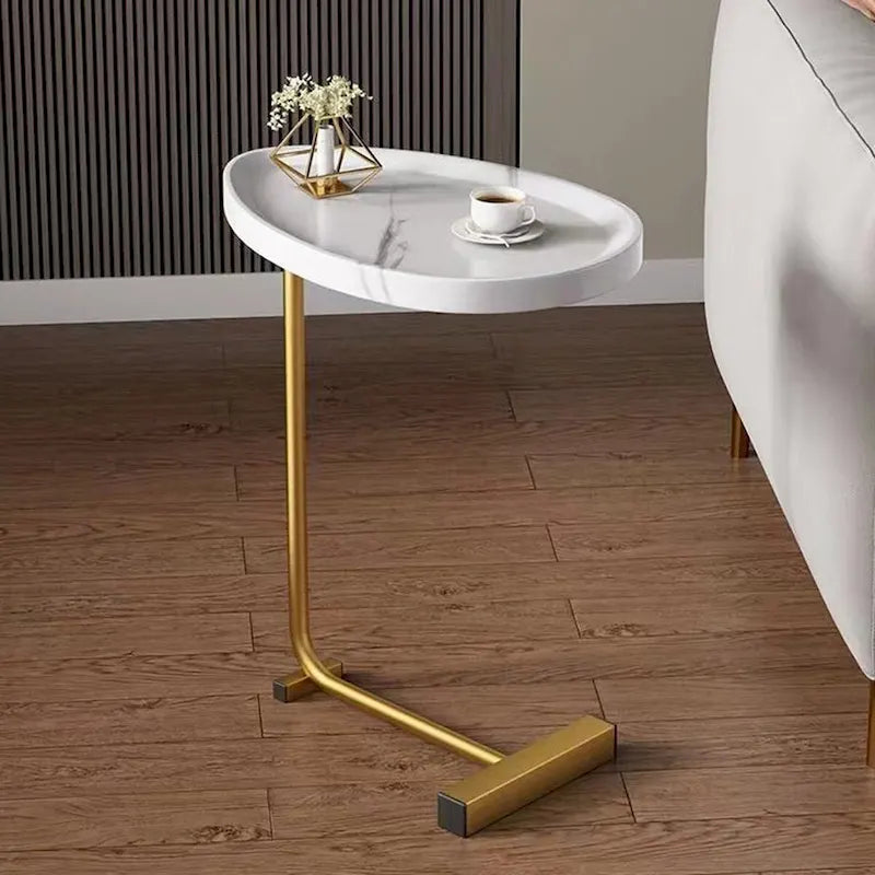 2 tables d'appoint en forme de C blanches, table de bout, table d'appoint pour canapé et lit