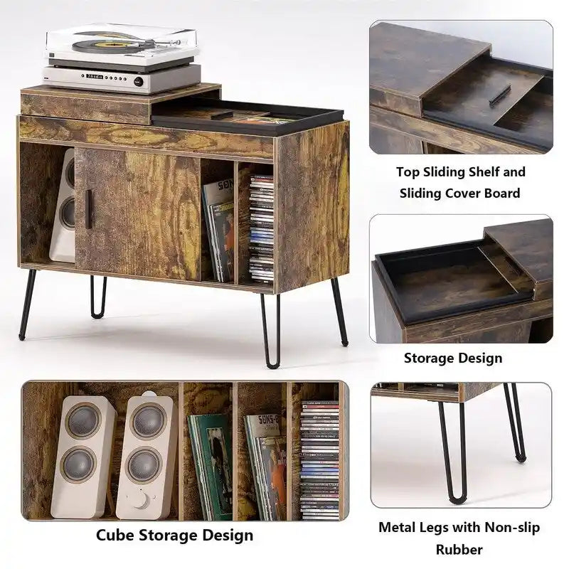 Meuble de rangement pour disques vinyles - 15,75P x 34,65L x 26,97H
