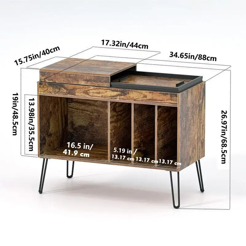 Meuble de rangement pour disques vinyles - 15,75P x 34,65L x 26,97H