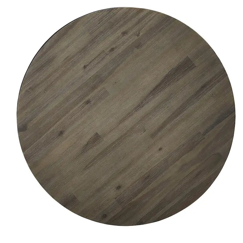 Table Basse Ronde Canyon en Bois Massif et Métal Gris Délavé - 19 x 40 x 40