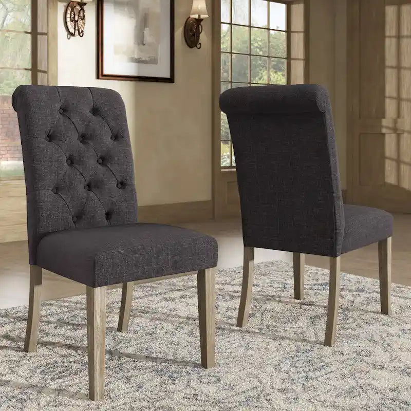 Chaises de salle à manger capitonnées en lin Benchwright avec pieds finition grise (lot de 2) par iNSPIRE Q Artisan