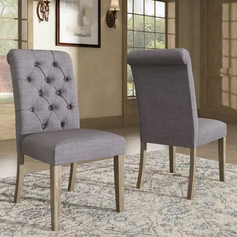Chaises de salle à manger capitonnées en lin Benchwright avec pieds finition grise (lot de 2) par iNSPIRE Q Artisan