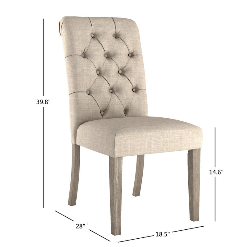 Chaises de salle à manger capitonnées en lin Benchwright avec pieds finition grise (lot de 2) par iNSPIRE Q Artisan