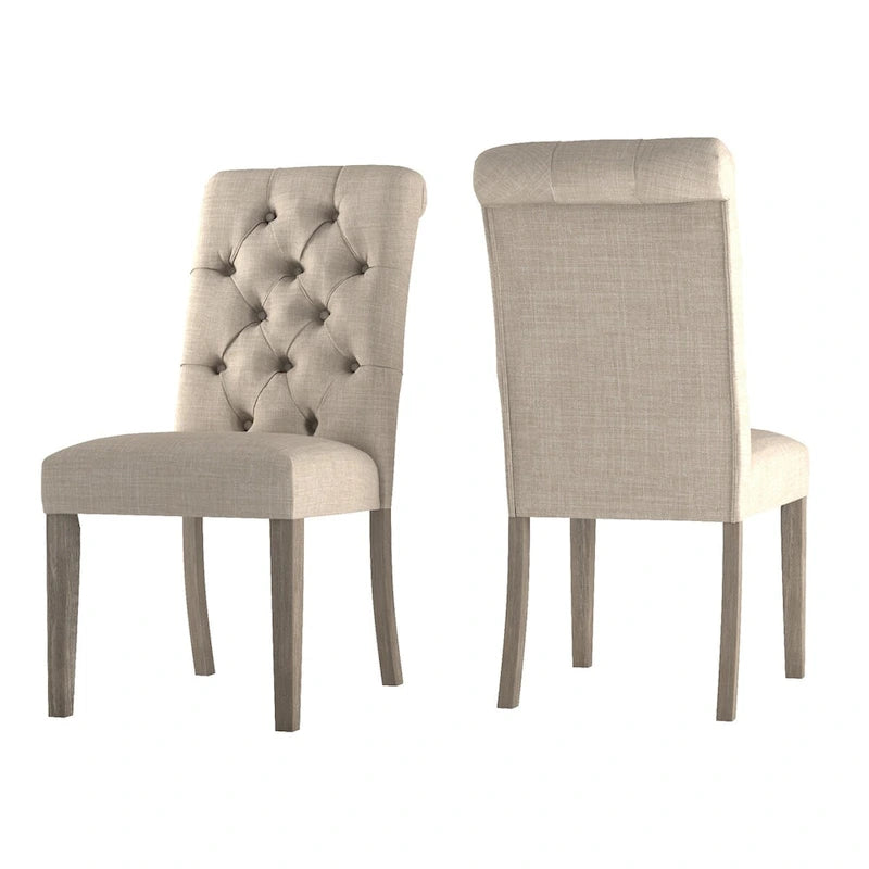 Chaises de salle à manger capitonnées en lin Benchwright avec pieds finition grise (lot de 2) par iNSPIRE Q Artisan