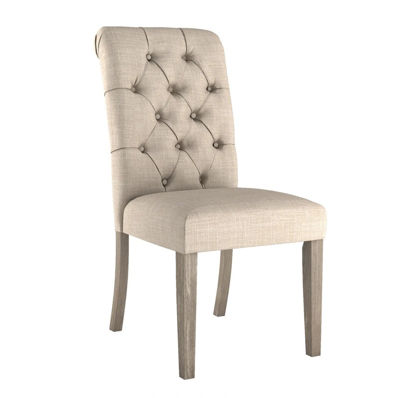 Chaises de salle à manger capitonnées en lin Benchwright avec pieds finition grise (lot de 2) par iNSPIRE Q Artisan