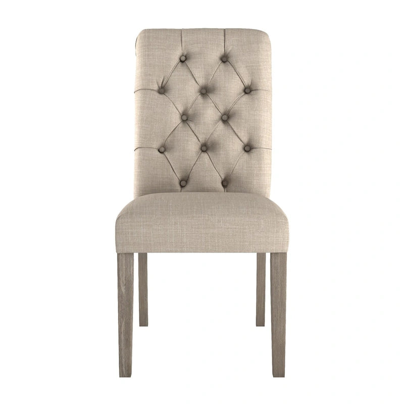 Chaises de salle à manger capitonnées en lin Benchwright avec pieds finition grise (lot de 2) par iNSPIRE Q Artisan