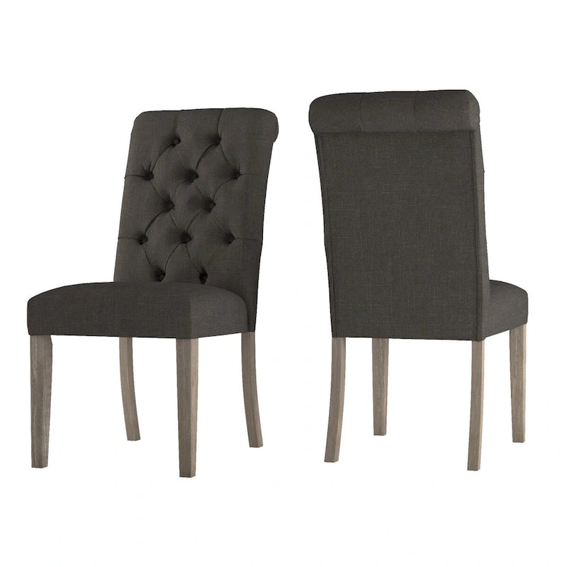 Chaises de salle à manger capitonnées en lin Benchwright avec pieds finition grise (lot de 2) par iNSPIRE Q Artisan