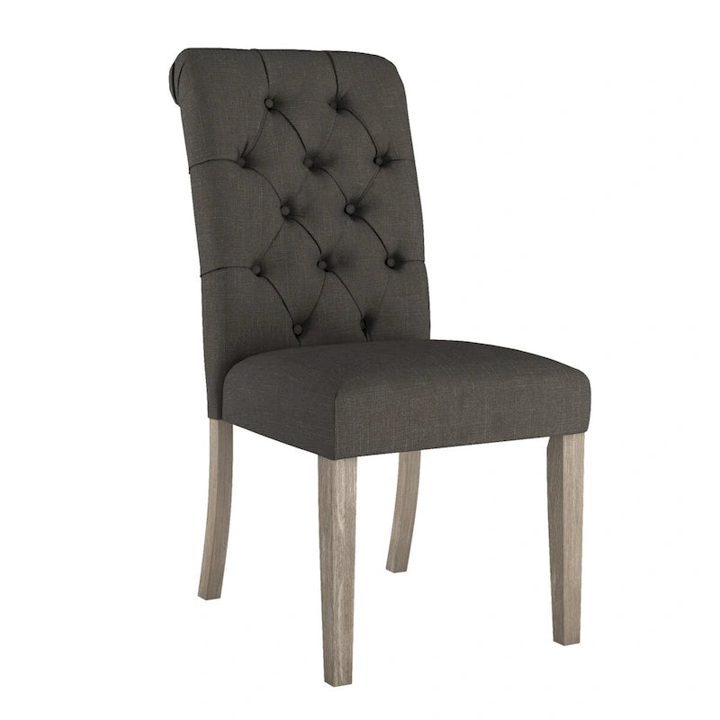 Chaises de salle à manger capitonnées en lin Benchwright avec pieds finition grise (lot de 2) par iNSPIRE Q Artisan