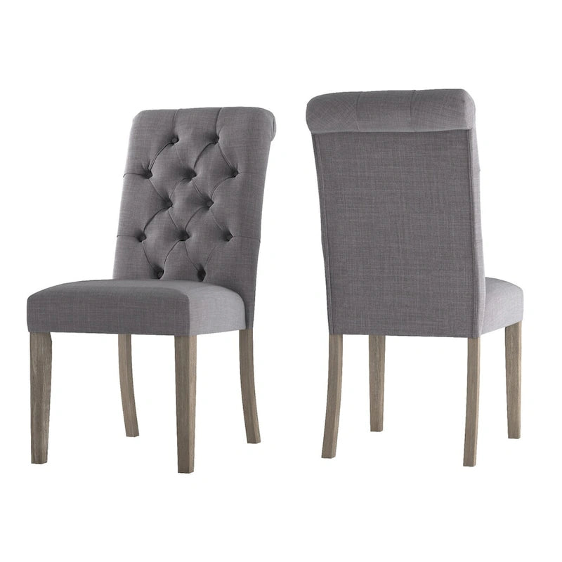 Chaises de salle à manger capitonnées en lin Benchwright avec pieds finition grise (lot de 2) par iNSPIRE Q Artisan