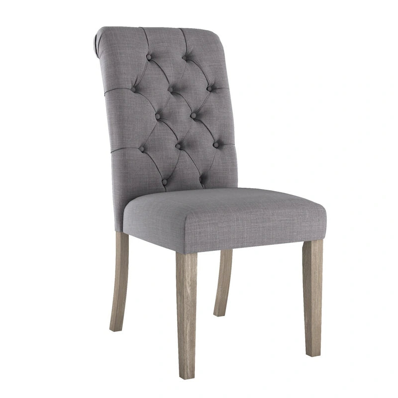 Chaises de salle à manger capitonnées en lin Benchwright avec pieds finition grise (lot de 2) par iNSPIRE Q Artisan