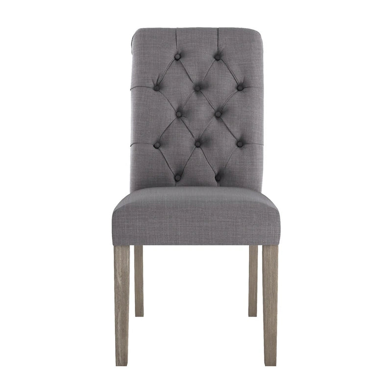 Chaises de salle à manger capitonnées en lin Benchwright avec pieds finition grise (lot de 2) par iNSPIRE Q Artisan
