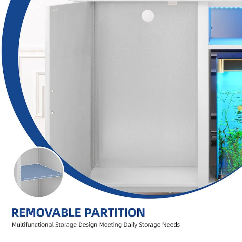 Meuble d'aquarium de 52 pouces de large pour aquariums de 55-75 gallons avec bande lumineuse RVB