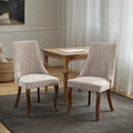 Chaises de salle à manger Rayon en tissu floqué avec pieds en bois massif courbés, tapissées, style fauteuil de cuisine, lot de 2