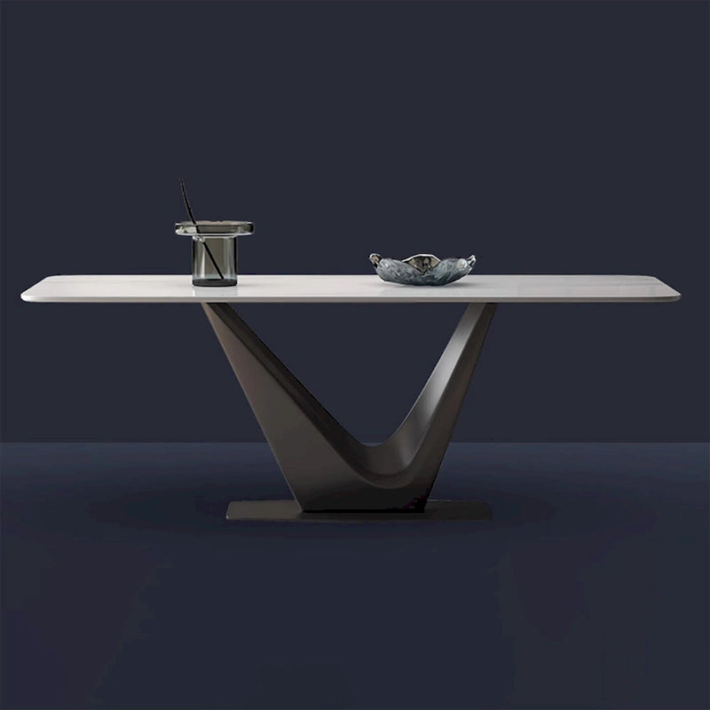 Table de salle à manger rectangulaire moderne blanche pour 6 personnes, pieds en acier au carbone noir, table de cuisine - 71
