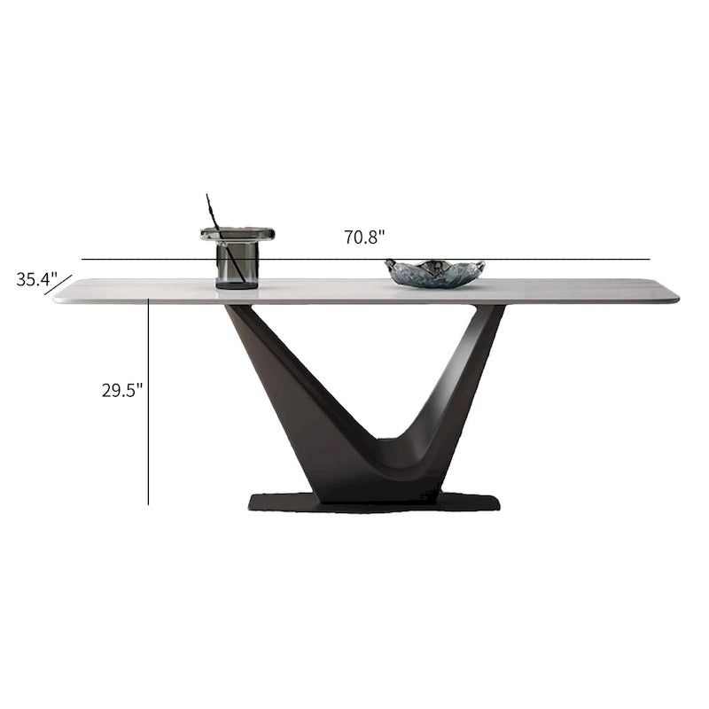Table de salle à manger rectangulaire moderne blanche pour 6 personnes, pieds en acier au carbone noir, table de cuisine - 71