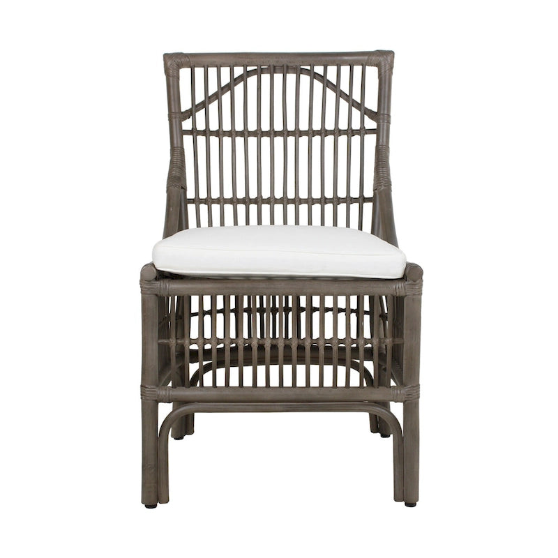 Chaises de salle à manger en rotin à lattes et coussins, lot de deux