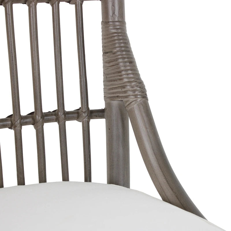 Chaises de salle à manger en rotin à lattes et coussins, lot de deux