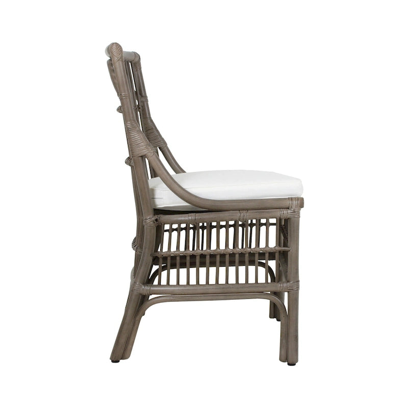 Chaises de salle à manger en rotin à lattes et coussins, lot de deux