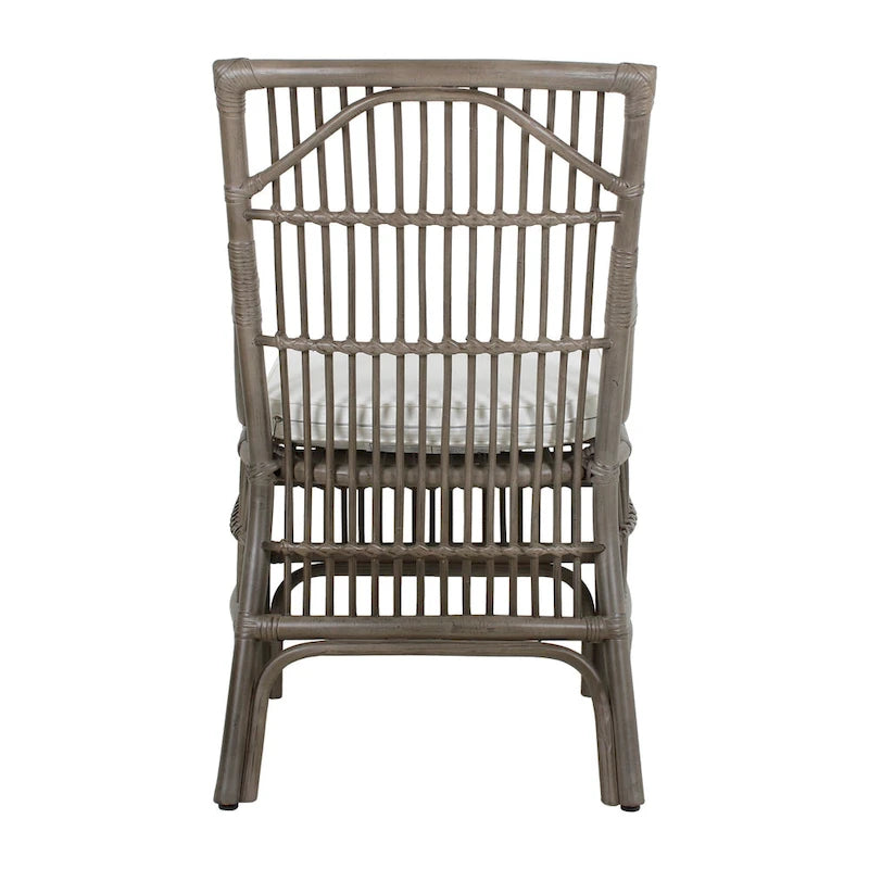 Chaises de salle à manger en rotin à lattes et coussins, lot de deux