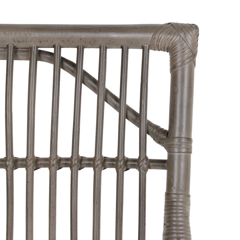 Chaises de salle à manger en rotin à lattes et coussins, lot de deux