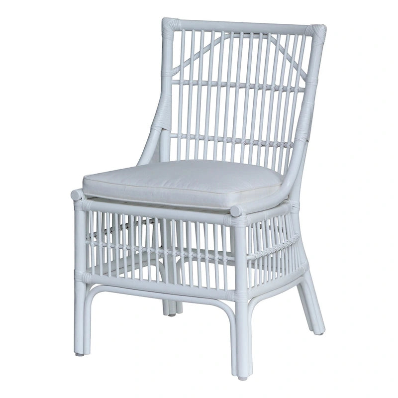 Chaises de salle à manger en rotin à lattes et coussins, lot de deux