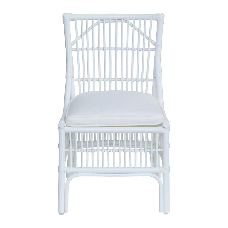 Chaises de salle à manger en rotin à lattes et coussins, lot de deux