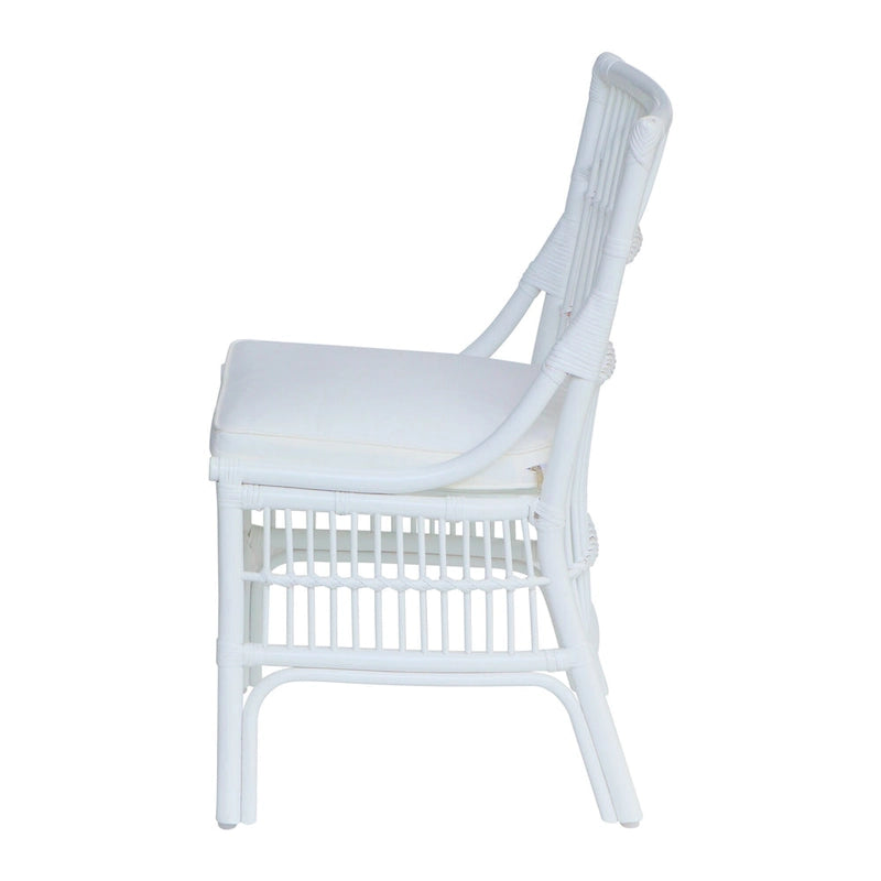 Chaises de salle à manger en rotin à lattes et coussins, lot de deux