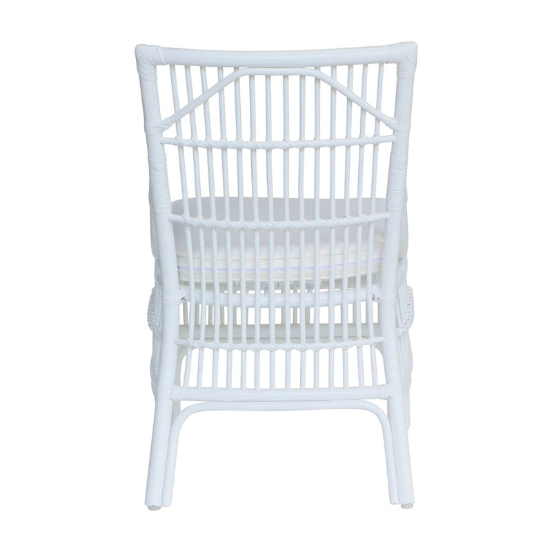 Chaises de salle à manger en rotin à lattes et coussins, lot de deux