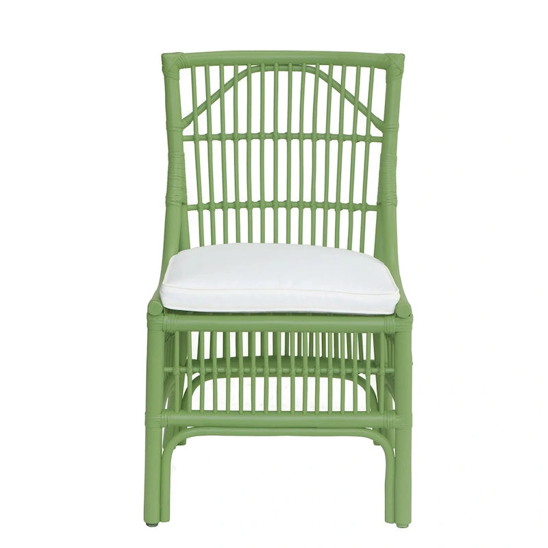 Chaises de salle à manger en rotin à lattes et coussins, lot de deux