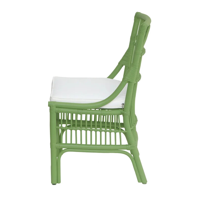 Chaises de salle à manger en rotin à lattes et coussins, lot de deux