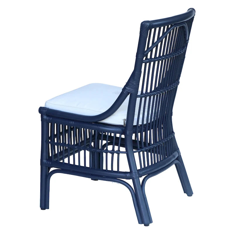 Chaises de salle à manger en rotin à lattes et coussins, lot de deux