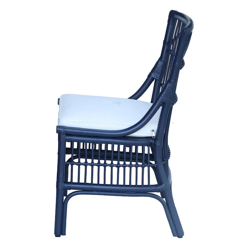 Chaises de salle à manger en rotin à lattes et coussins, lot de deux
