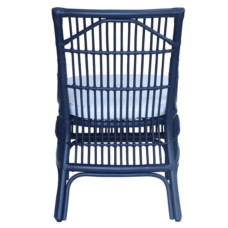 Chaises de salle à manger en rotin à lattes et coussins, lot de deux