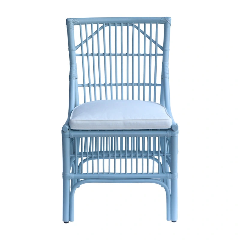 Chaises de salle à manger en rotin à lattes et coussins, lot de deux