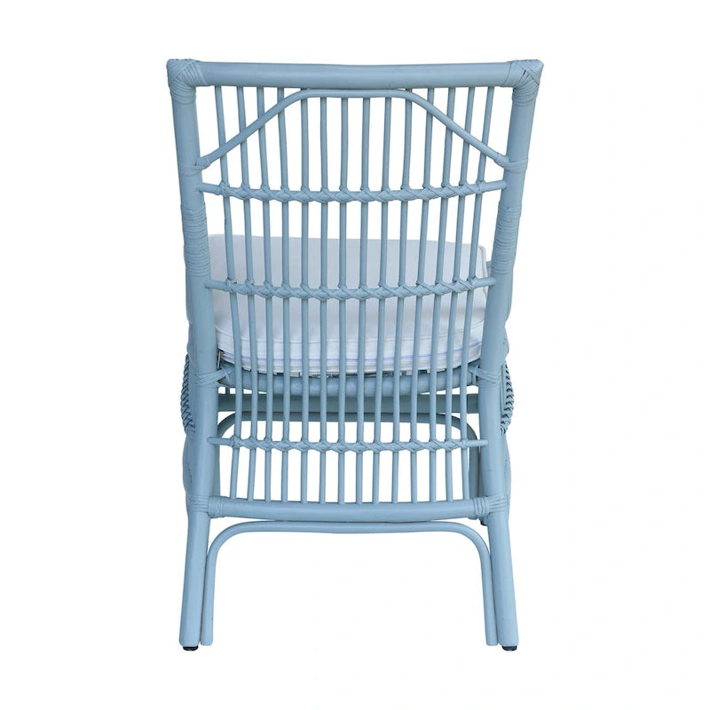 Chaises de salle à manger en rotin à lattes et coussins, lot de deux
