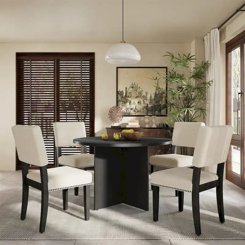 Ensemble table à manger ronde moderne 5 pièces