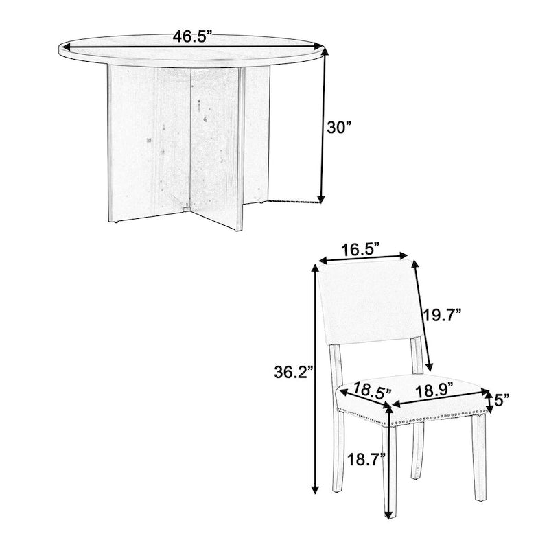 Ensemble table à manger ronde moderne 5 pièces