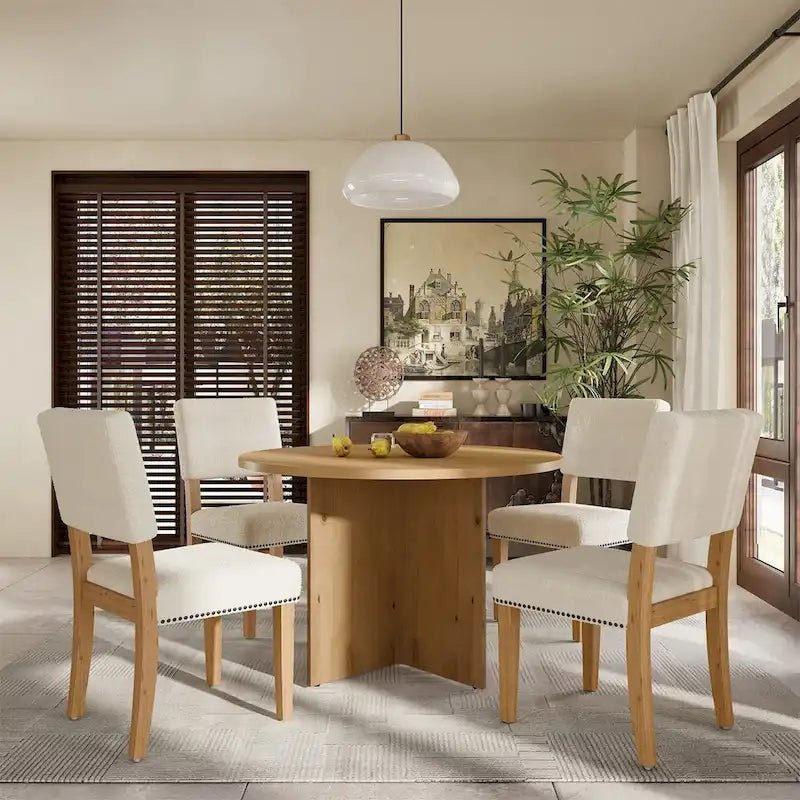 Ensemble table à manger ronde moderne 5 pièces