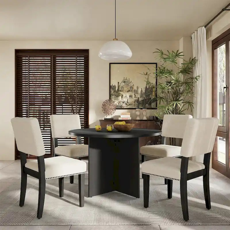Ensemble table à manger ronde moderne 5 pièces