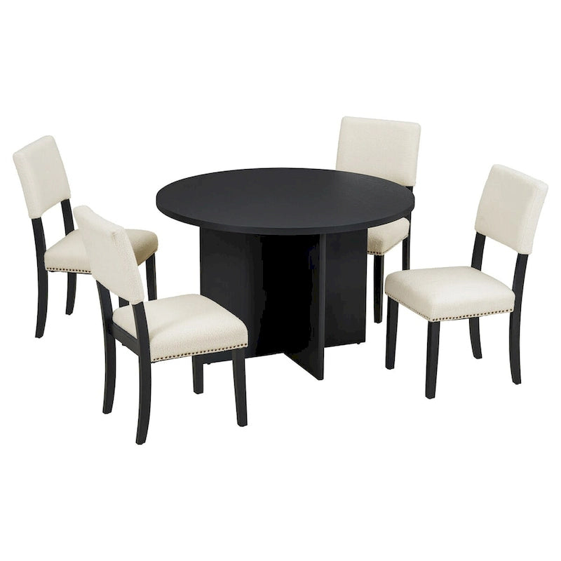 Ensemble table à manger ronde moderne 5 pièces