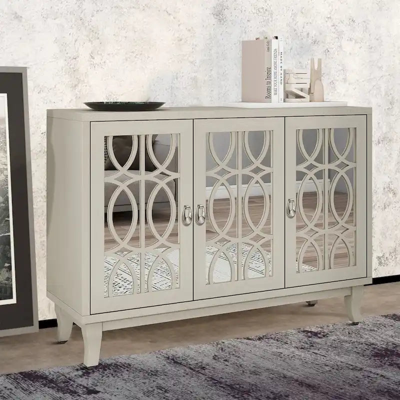 Bahut moderne et élégant en bois avec trois portes de placard miroir