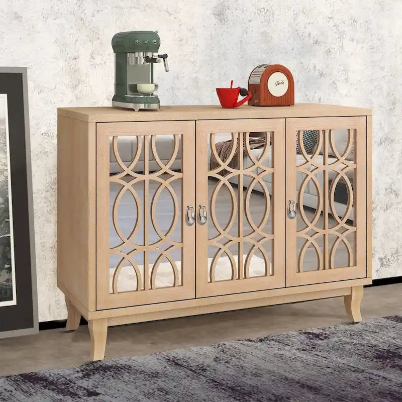 Bahut moderne et élégant en bois avec trois portes de placard miroir